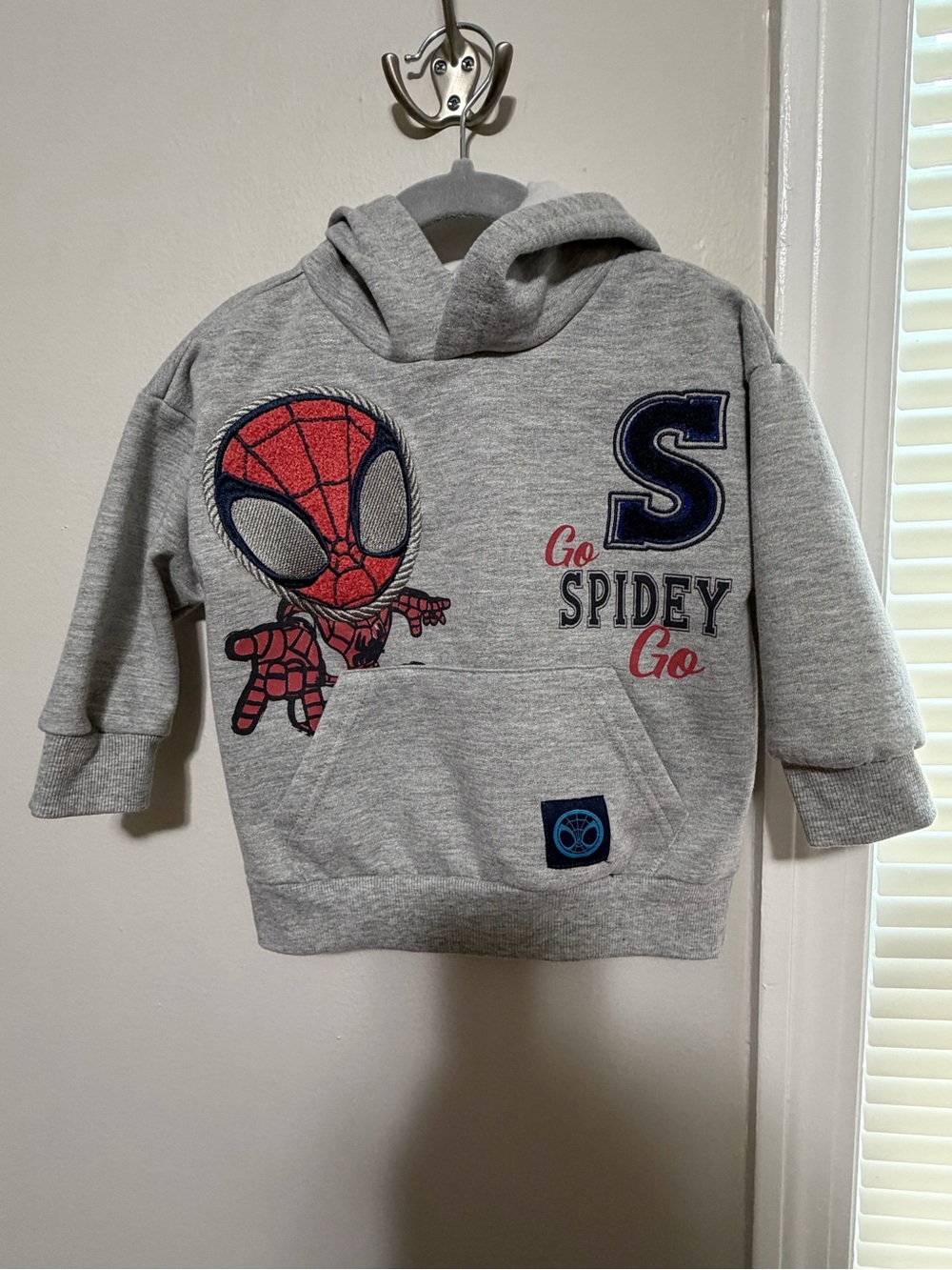 Gray Spidey Hoodie Sweatshirt for Kids - 'Go Spidey Go'